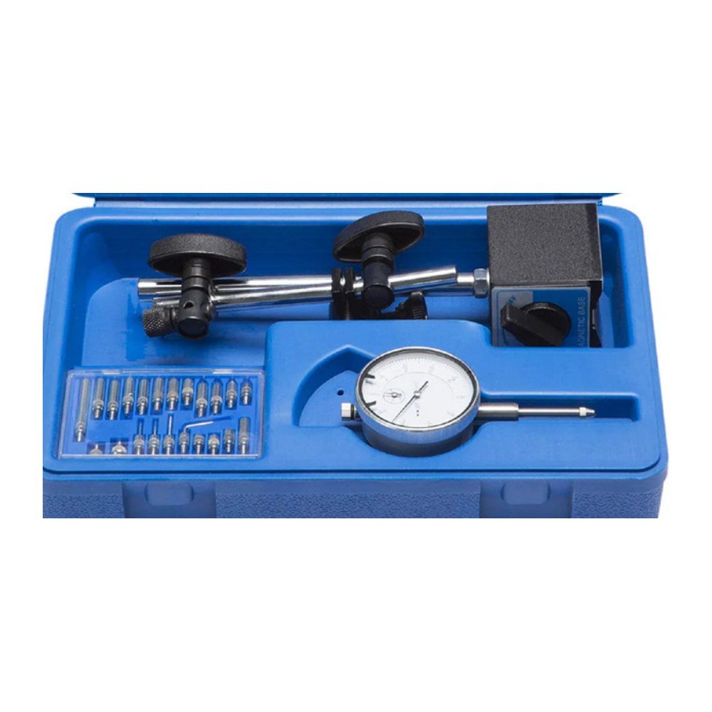 Kit comparador de carátulas en mm con base magnética y accesorios - Racing Tools HV-20A